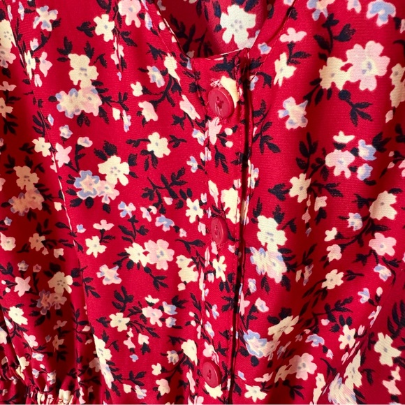 Kimchee Blue Silky Sabrina Shirt Dress Size Small Red Floral ASO Vampire Diaries - Picture 5 of 16